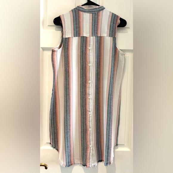 Anthropologie Cloth & Stone Striped Sleeveless V-Neck Shirt Dress - Size Small - Picture 4 of 15